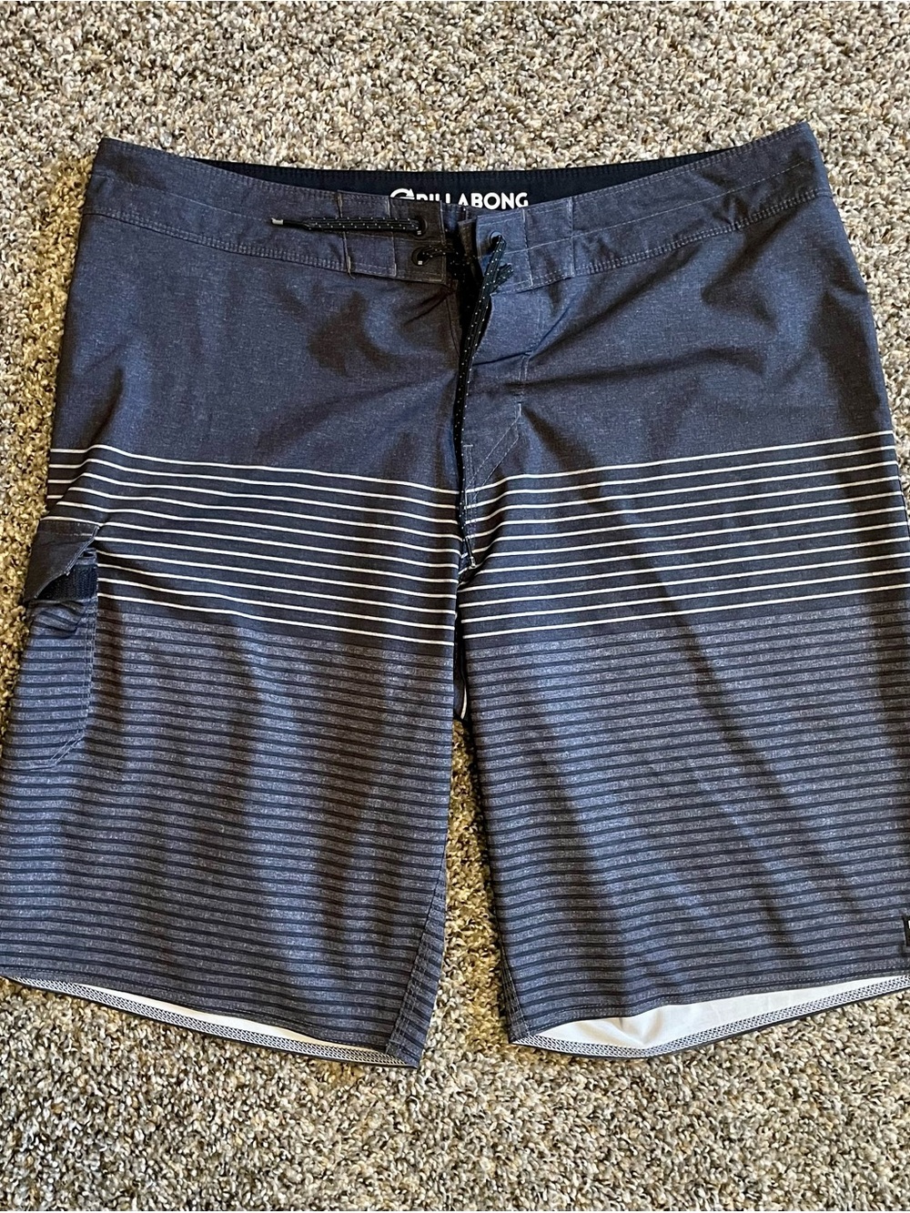 Billabong Gray Horizontal Stripe Swim Trunks Size 34